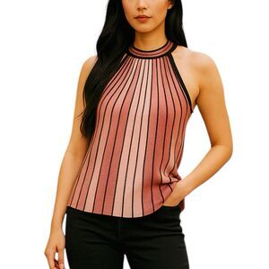 Mango MNG Blouse Sz XS Striped Halter Clean Girl Boho Chic Neutral Romantic
